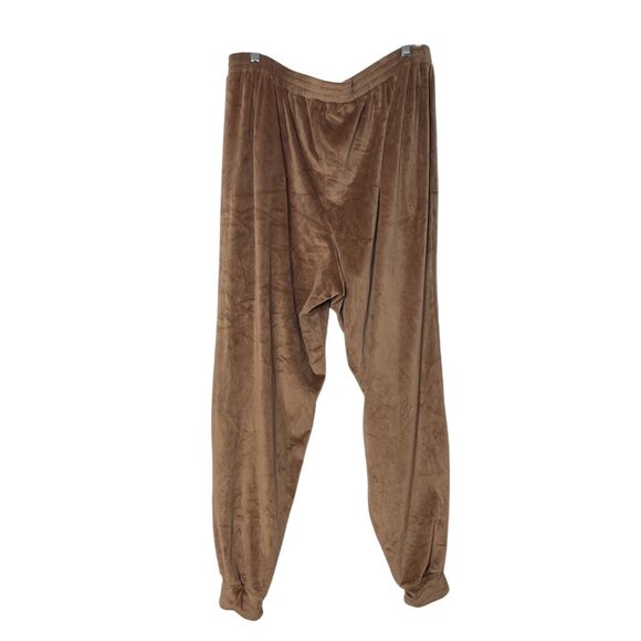 Skims Brown Velour Jogger Pants Women's 2XL Drawstring Waist & Zippered Pockets - Picture 2 of 8